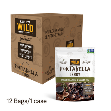 Sweet Balsamic & Golden Fig Portabella Jerky, 12 Bags/1 Case - Giorgio Foods