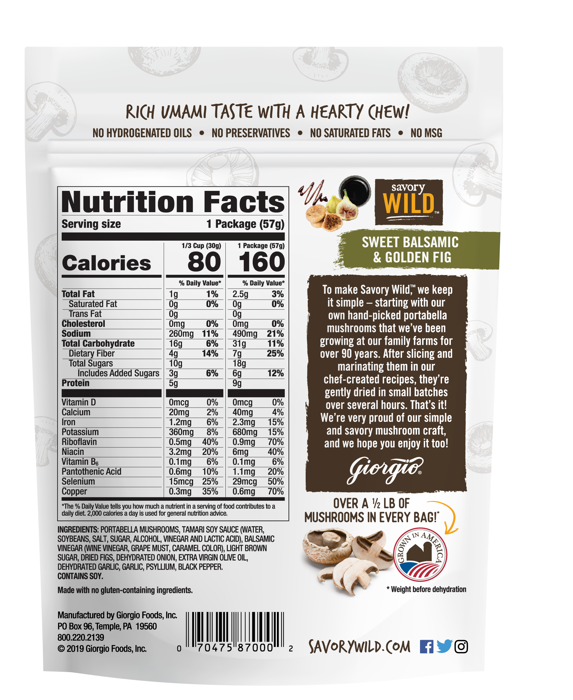 Sweet Balsamic & Golden Fig Portabella Jerky Foods