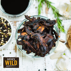Savory Wild Vegan Portabella Jerky - Roasted Garlic & Black Pepper - 3 Pack
